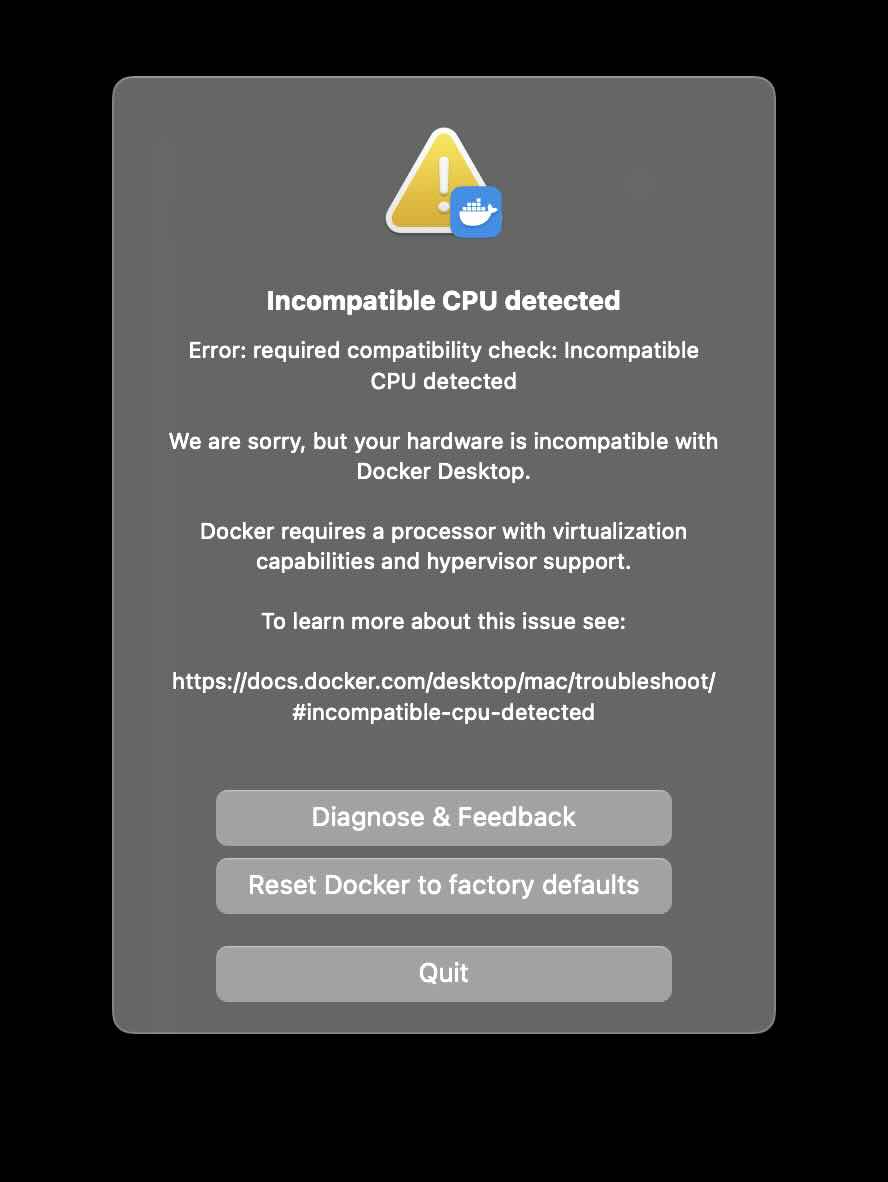 Incompatible CPU detected - M1 M2 Mac macOS